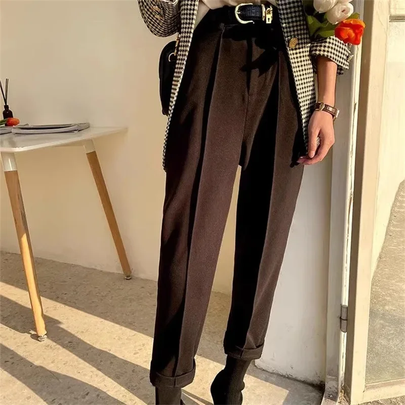 New Women's Summer Pants Solid Casual Loose High Waisted Wide Leg Pants Women Street Fashion White Trousers Elegant Pants Female