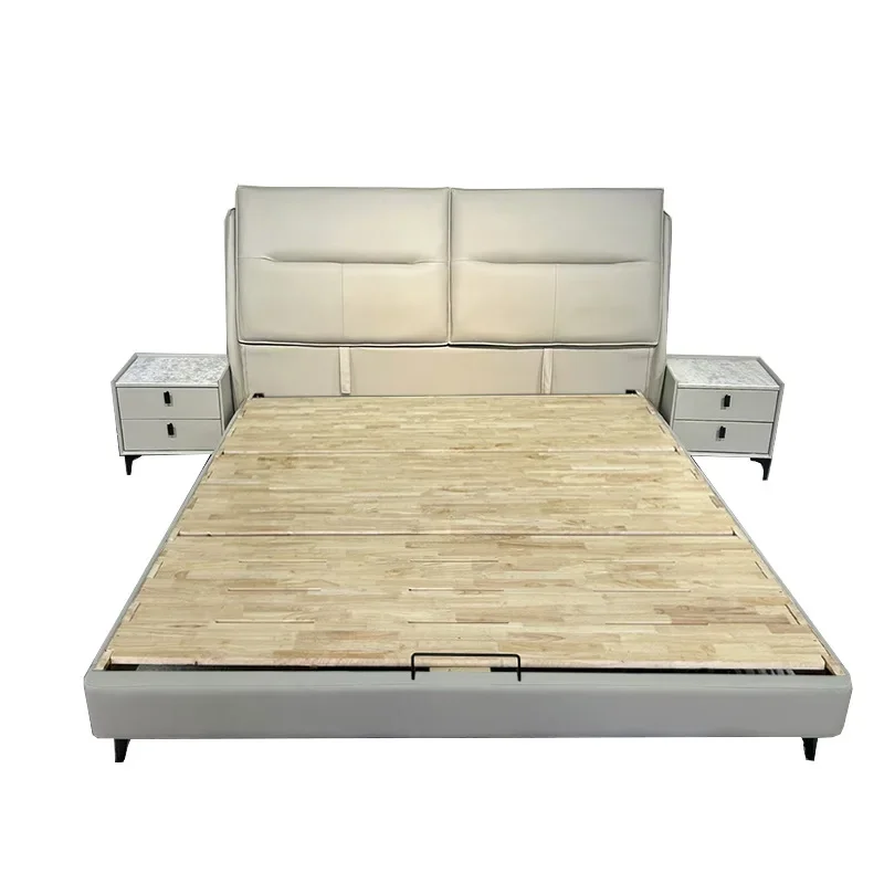 

Italian light luxury modern double bed, minimalist soft bed