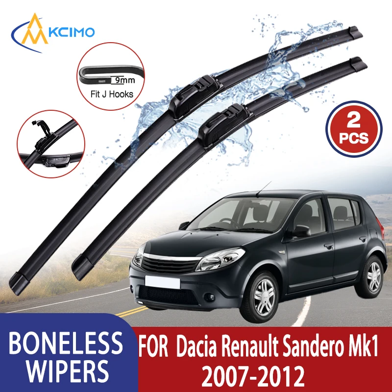 

Kcimo для Dacia Renault Sandero Mk1, автомобильный дворник U-типа, мягкий резиновый бескостный дворник HD, тихий прочный автомобильный дворник 21 "+ 22"