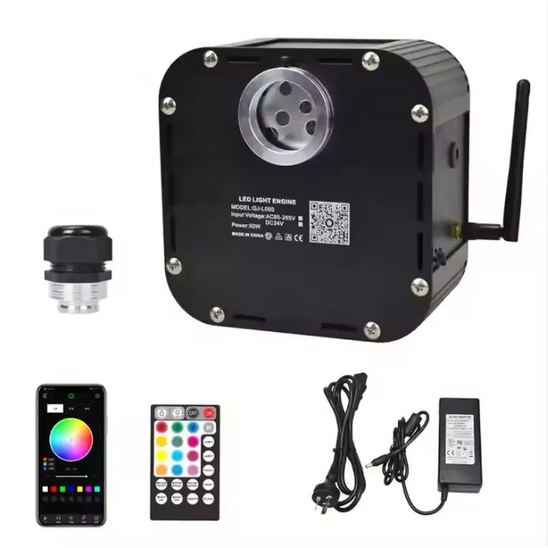 RGBW Twinkle Starlight Headliner App Control Car Roof Star Ceiling Kit Light Engine 1200pcs*0.75mm*5m LED Fiber Optic Light