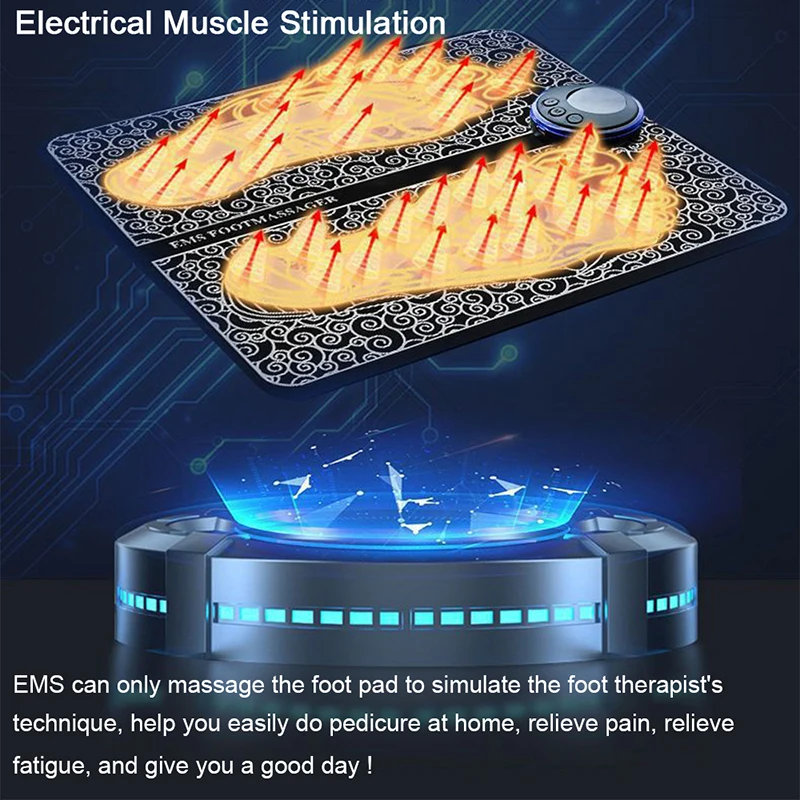 Almohadilla masajeadora de pies EMS remota, esterilla de masaje de Estimulación Muscular Eléctrica portátil, mejora la circulación sanguínea, alivia