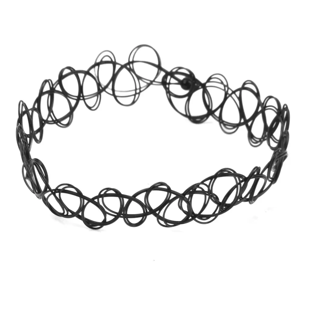 สร้อยข้อเท้ายืดได้ยืดหยุ่นสีดำลายสักสไตล์วินเทจย้อนยุคเฮนน่า