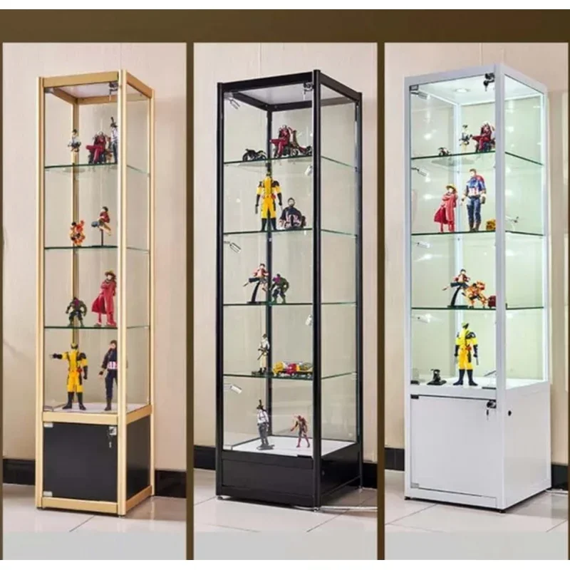 

custom，Cheap Toys Showcase Upright Retail Showcase with LED Light Boutique Lockable Glass Display Cabinet Showcase