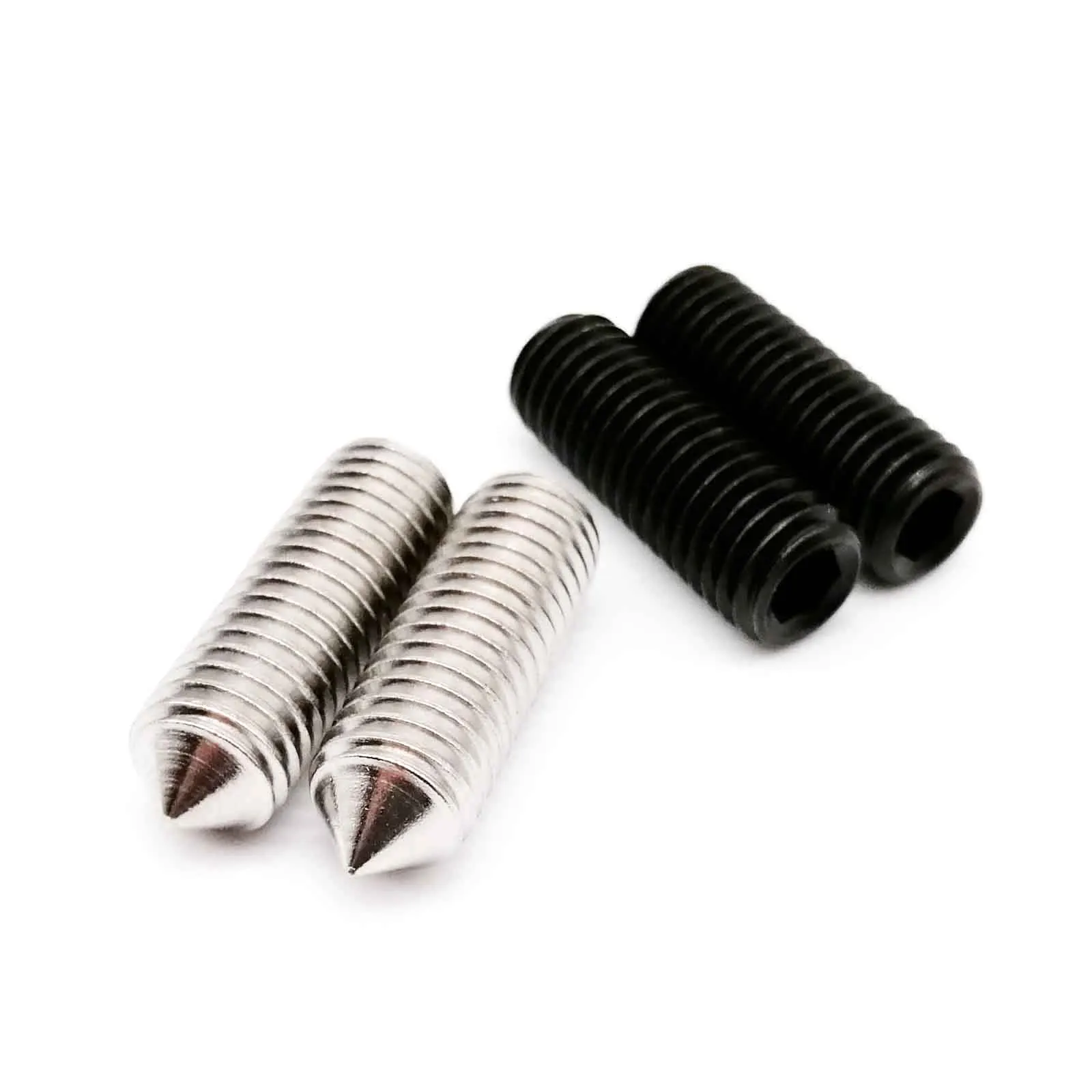 HZYUEGOU 50 Stück M3 M4 M5 M6 M8 DIN914 304 Edelstahl Schwarz Güteklasse 12.9 Sechskant-Innensechskant-Schrauben mit konischem Ende, Stellschrauben mit Kegelspitze – Detail 3