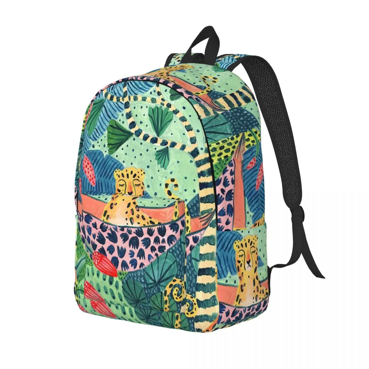 Jungle Tiger Leopard Family Art Backpack Daypack Large Capacity Children BookBag School Bag Shoulder Bags for Men Women