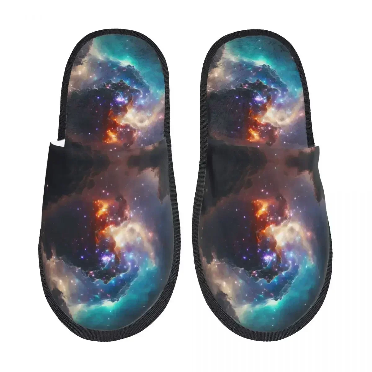 Pantofola di pelliccia per donna uomo moda soffici pantofole invernali calde Nebula con galaxy Space Cosmos House Shoes