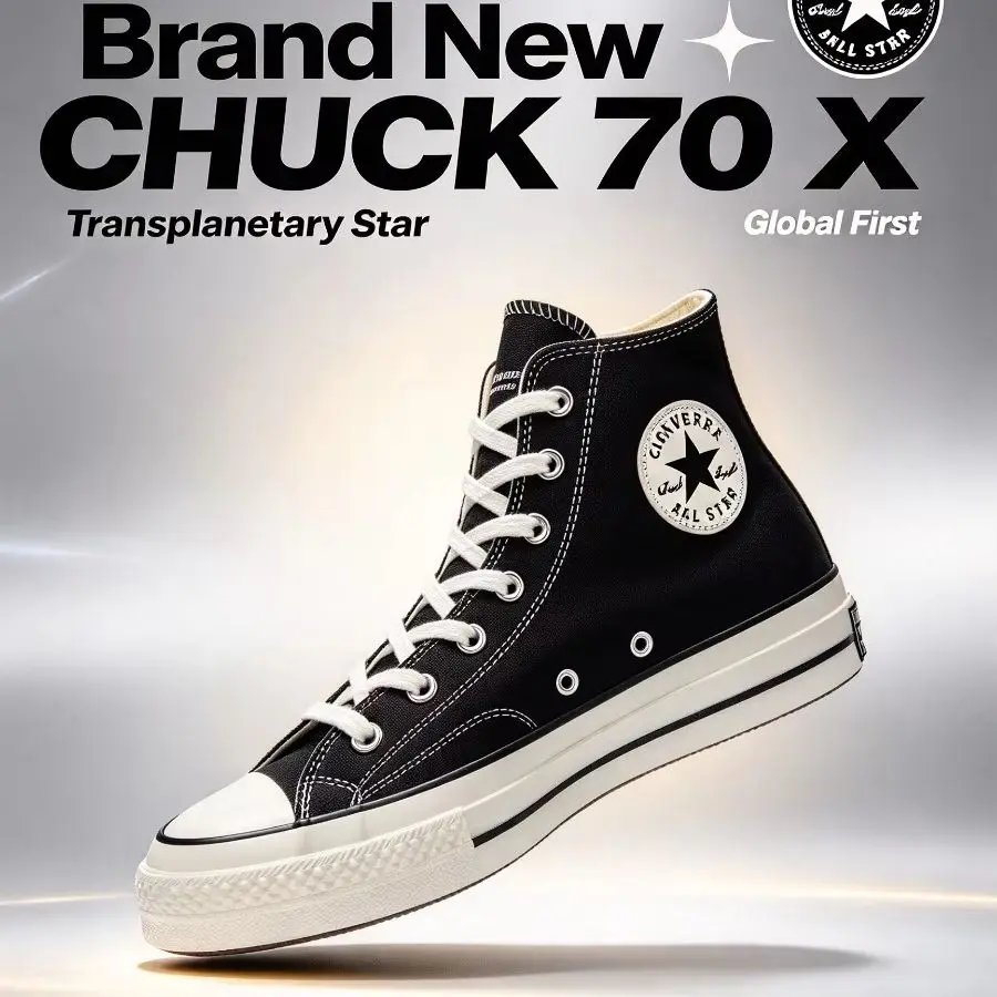 Converse 1970 CHUCK 70 X: Comfortable, Durable and lightweight High-Top Canvas Trainers (Unisex), Black A24225C