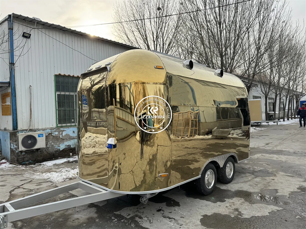 ที่กําหนดเอง Fast Food Trailer Airstream Van Concession ขนมขบเคี้ยว Coffee Kiosk พร้อมอุปกรณ์รถเข็นรถบรรทุกอาหารไอศกรีม