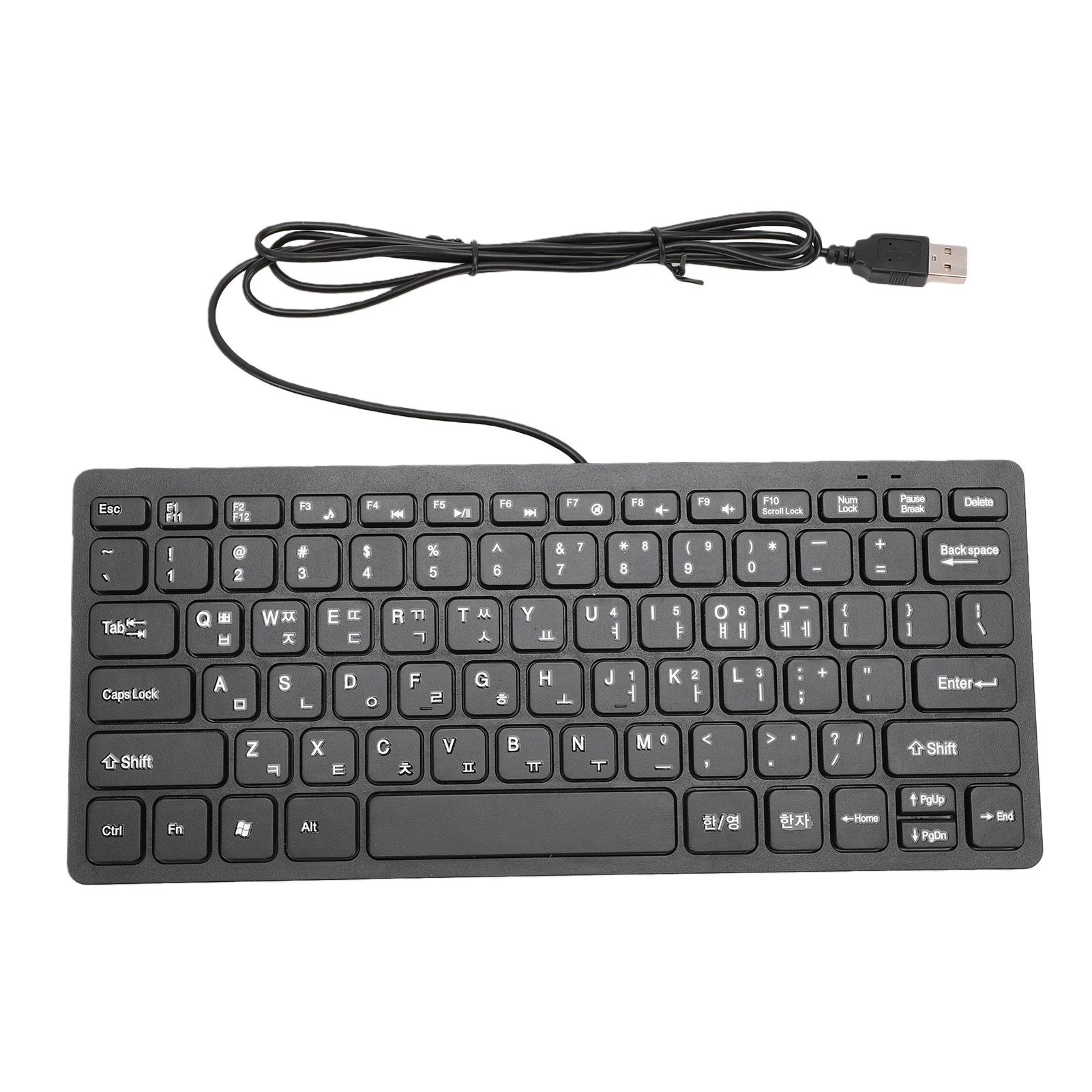 Wired Korean Keyboard 78 Keys Spill Proof USB Plug and Play Slim Lightweight Keyboard for PC Laptop Wired Korean Keyboard