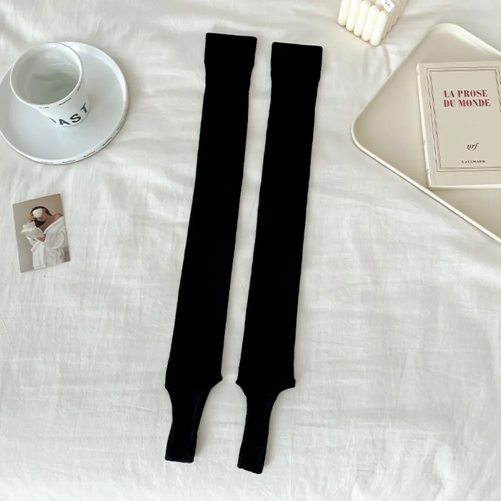 Thick Simple Long Knee High Socks Ballet Style Vertical Stripes JK Stockings Stepping on Feet Solid Color Stacking Socks