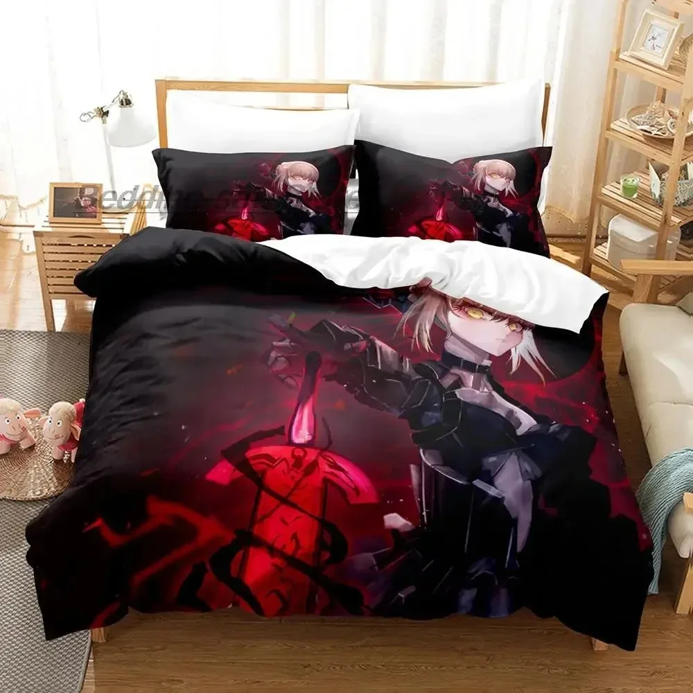 

Fate Saber Bedding Set Single Twin Full Queen King Size Bed Set Aldult Kid Bedroom Duvetcover Sets 3D Print Anime Bed Sheet Set