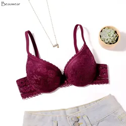 Beauwear 75 80 85 B C Cup Vrouwen 3/4 Cup Plunge Bras Sexy Kant Effen Kleur Dunne Schimmel Cup beha Ongevoerd Beugel Bralette