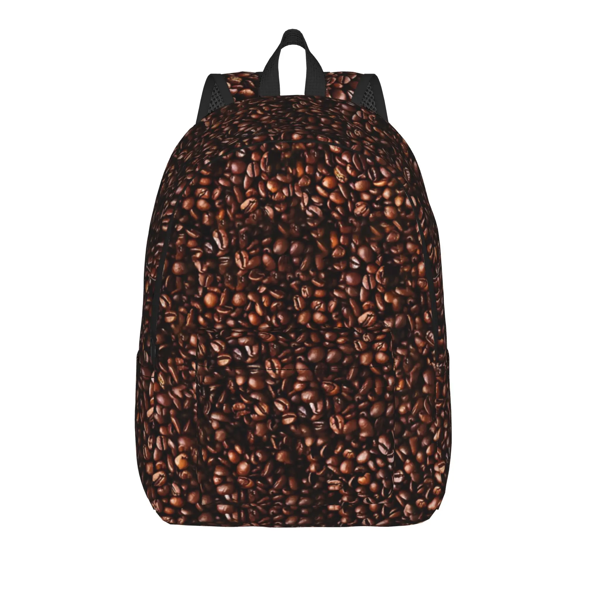 Coffee Beans In Things Pattern  Backpack  Male Polyester Travel Backpacks Print Pretty High School Bags Rucksack