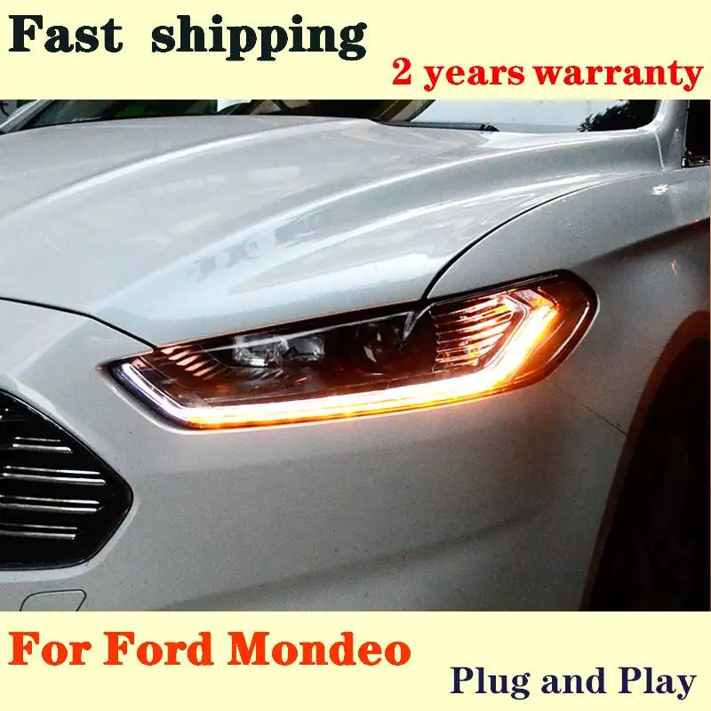 Car Styling For Ford Mondeo Headlight 2013-2015 LED Headlight New Fusion Head Lamp Dynamic Turn Signal LED DRL Bi-Xenon HID