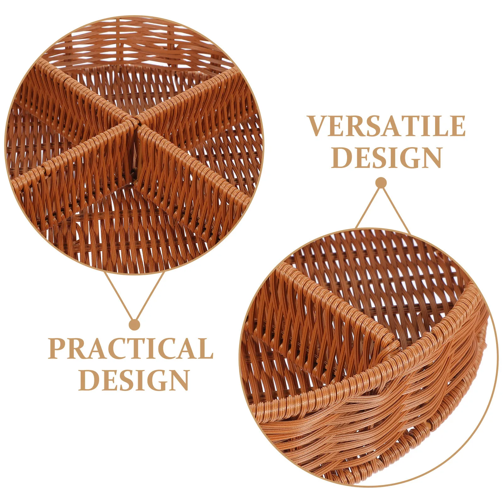 

Round Woven Fruit Basket Decorative Serving Basket Tray Snack Storage Holder for Home Office Travel Woven Serving Tray