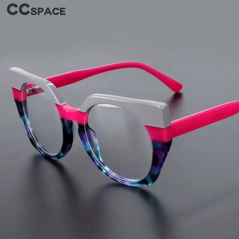 

55272 Top Quality Acetate Frame Fashion Cat Eye Women Eyewear Frame Vintage Round Brand Design Eyeglasses Oculos De Grau