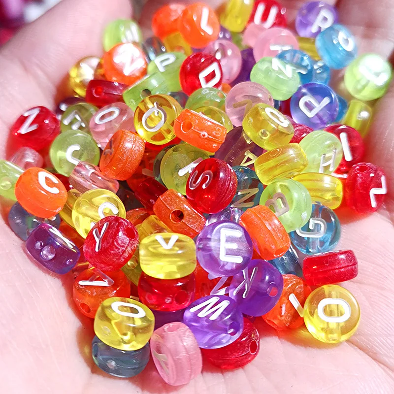 

Transparent Colors Acrylic A-Z Single Alphabet Beads Flat Coin Round Shape Plastic Loose Letters Character Spacer 3500pcs 4*7mm