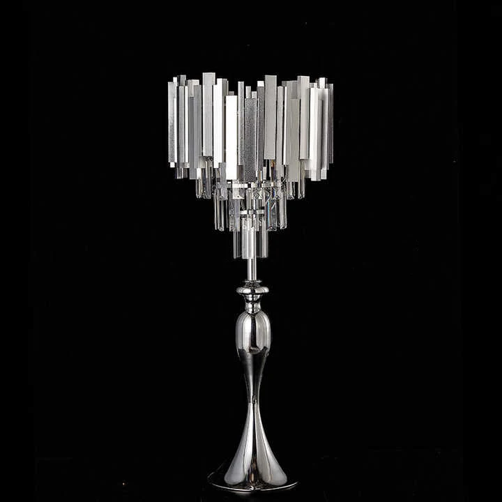 Wedding Decoration Metal Iron Gold Crystal Beads Flower Stand Vases Wedding Table Centerpieces for Party