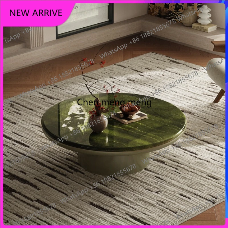 

Italian minimalist avocado green tea table modern minimalist living room household marble round coffee table light luxury
