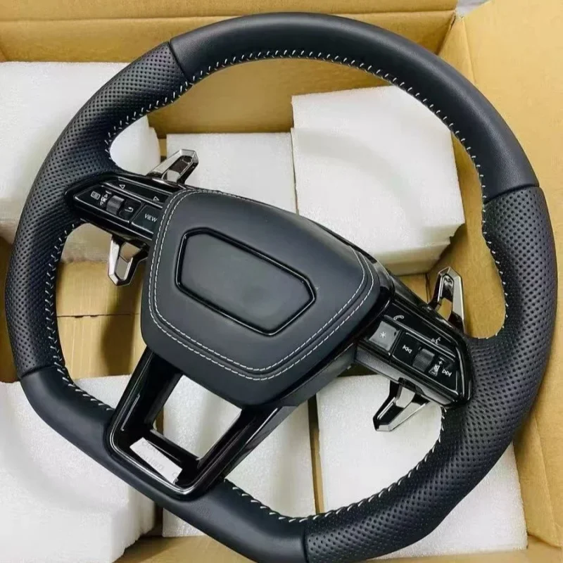 Left And Right Perforated Flat-bottom Sport Steering Wheel For Audi A6 A7 A8 S6 S7 S8 Comes With Buttons And Paddles