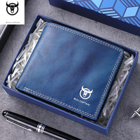 Bullcaptain Genuine Cow Leather Men Short Fold Wallet Casual Male Coin Purse Business Vintage Card Holder Money Clip Bags JYB024