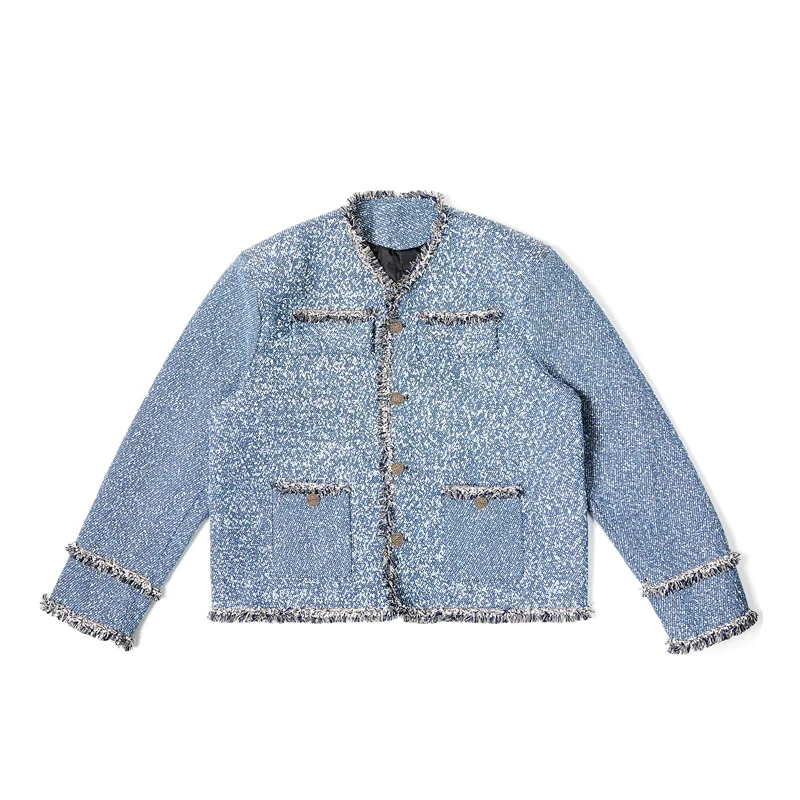 LUZHEN 2025 nouveau à la mode bord rugueux épissage conception Denim veste hommes beau épaulière mâle coréen vêtements d'extérieur de luxe LZ6224