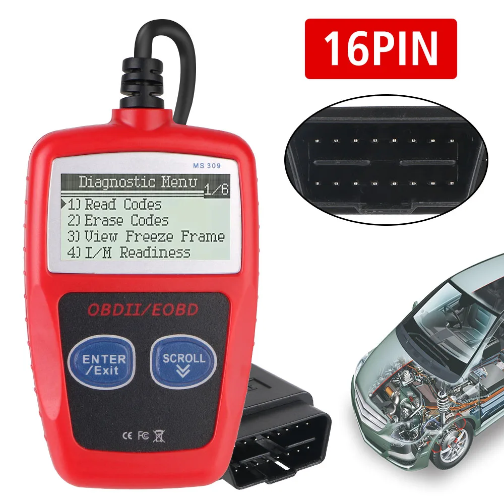 Car Diagnostic Tools Auto Accessories 16 Pin Digital Display Fault Code Clear OBD 2 Scanner OBD2 Code Reader Universal Version