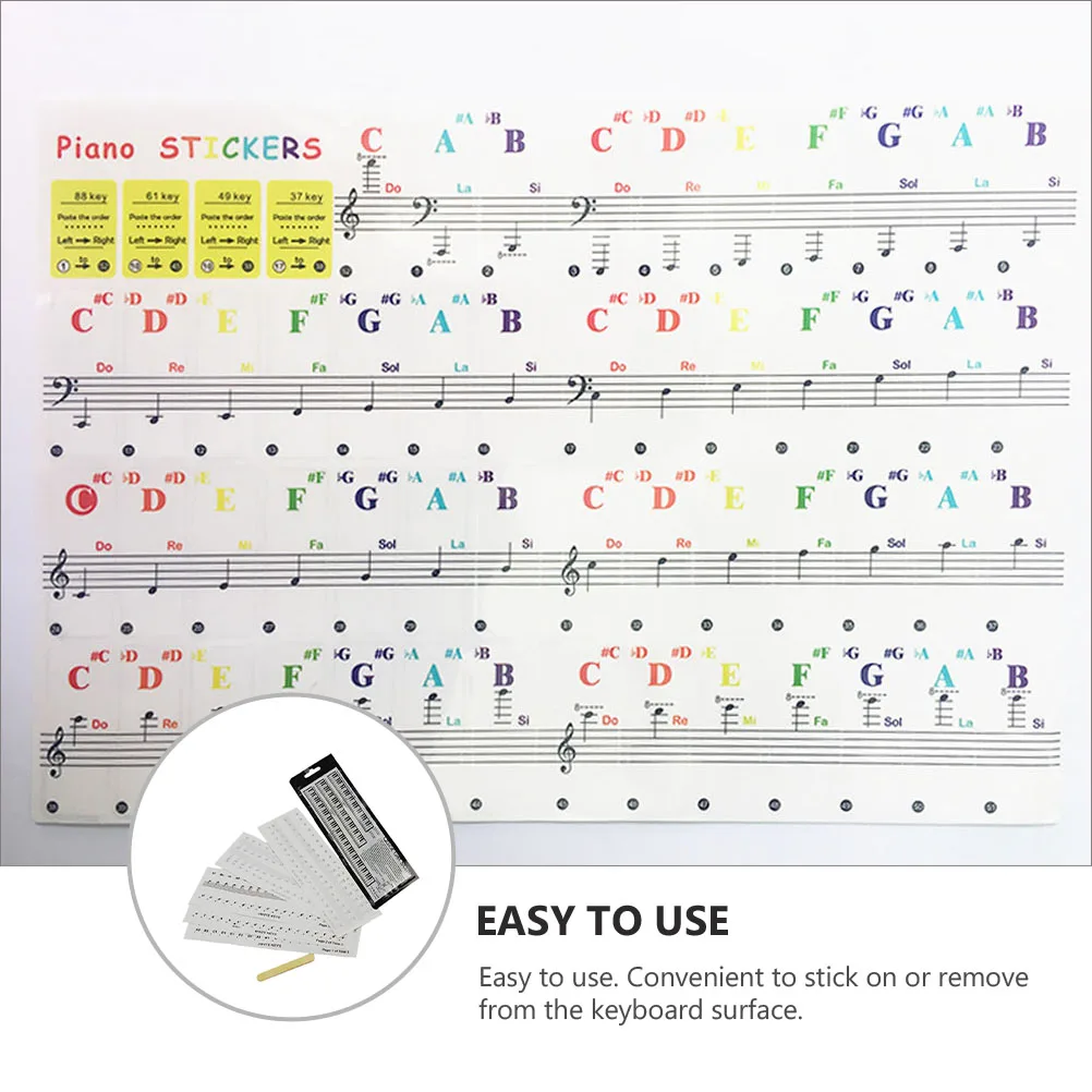 

6pcs Key White Removable Labels For 88/76/61/54/36 Keys Easy Learning Decals Beginner Supplies Keyboard Stickers Piano Decal
