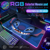 Kawaii Stitch Mouse Pad RGB Gaming Mouse Pad Cute anime couple Stitch Desk Mat HD Gamer Large LED Light XXL 900x400 MousePads