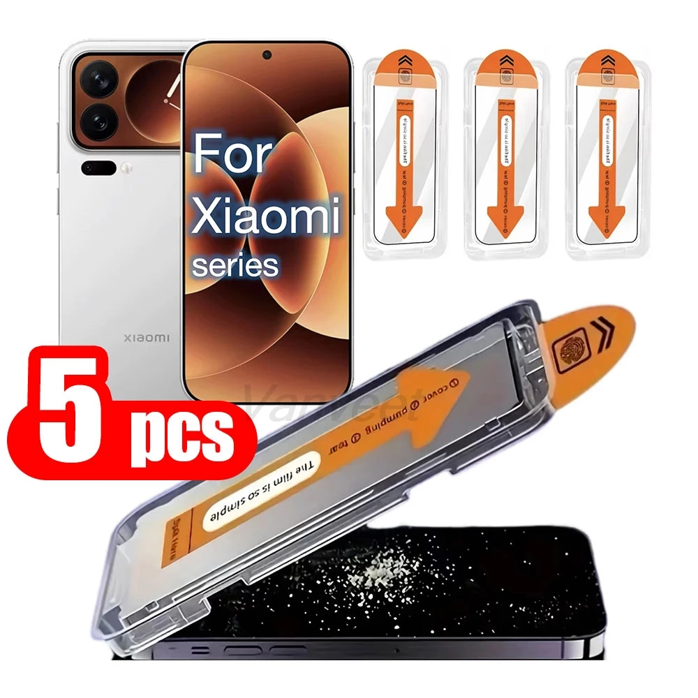 

1-5PCS HD Screen Protector For Xiaomi 14 13 15T Pro 15T Dust Free For Xiaomi 14T Pro 14T 13T Tempered Glass Easy Installation