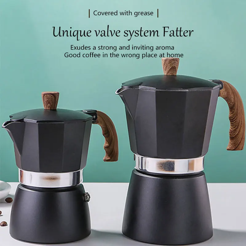 Moka Pot Italian Coffee Machine Espresso Aluminum Geyser Coffee Maker Kettle Latte Stove Classic Coffee Barista Tools 150/300ml