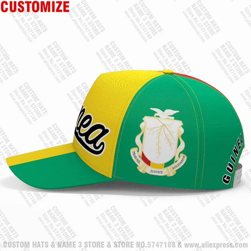 Guinea Baseball Cap Free Custom Made Name Guinee Team Logo Gn Peaked Hats Gin Country Travel French Nation Guinean Flag Headgear