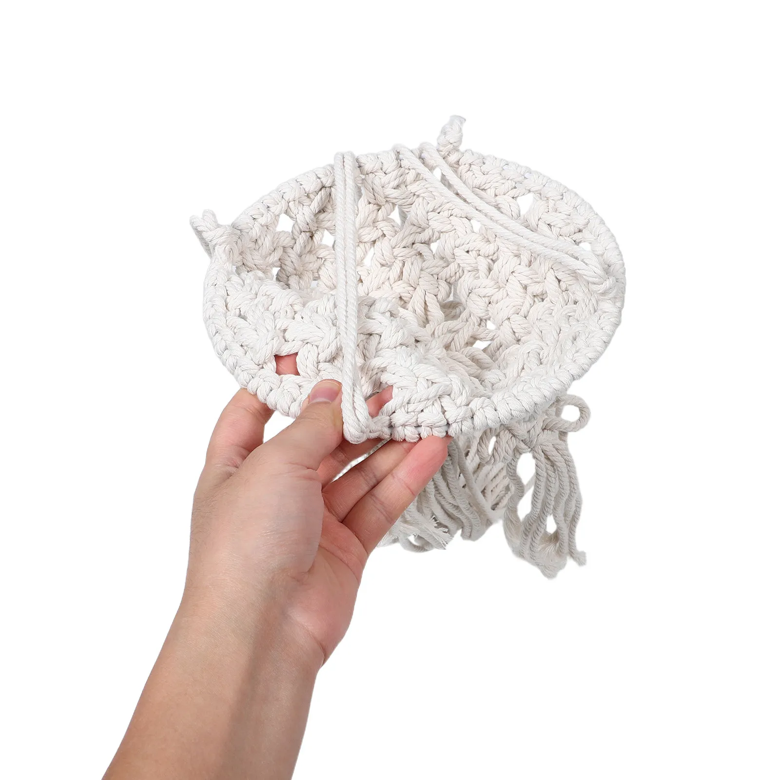 

Cotton Rope Woven Hanging Basket Rustic Macrame Plant Holder Decorative Storage for Room Bedroom Balcony Indoor Outdoor
