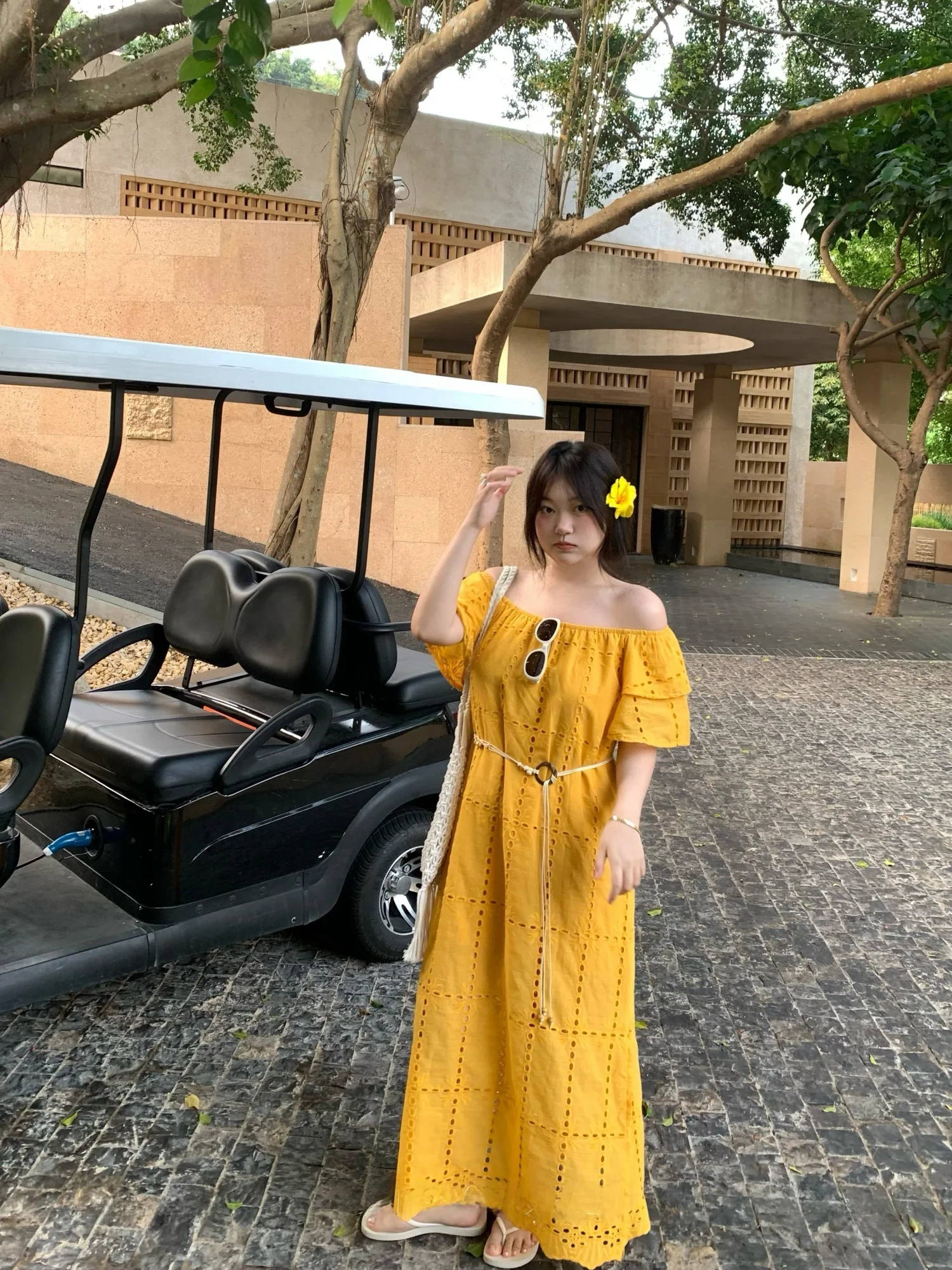 

Летнее оранжевое вышитое свободное длинное платье DEMA в стиле Lazy Style с ажурной кружевной отделкой на одно плечо, хлопковое платье для девочек, праздничное платье