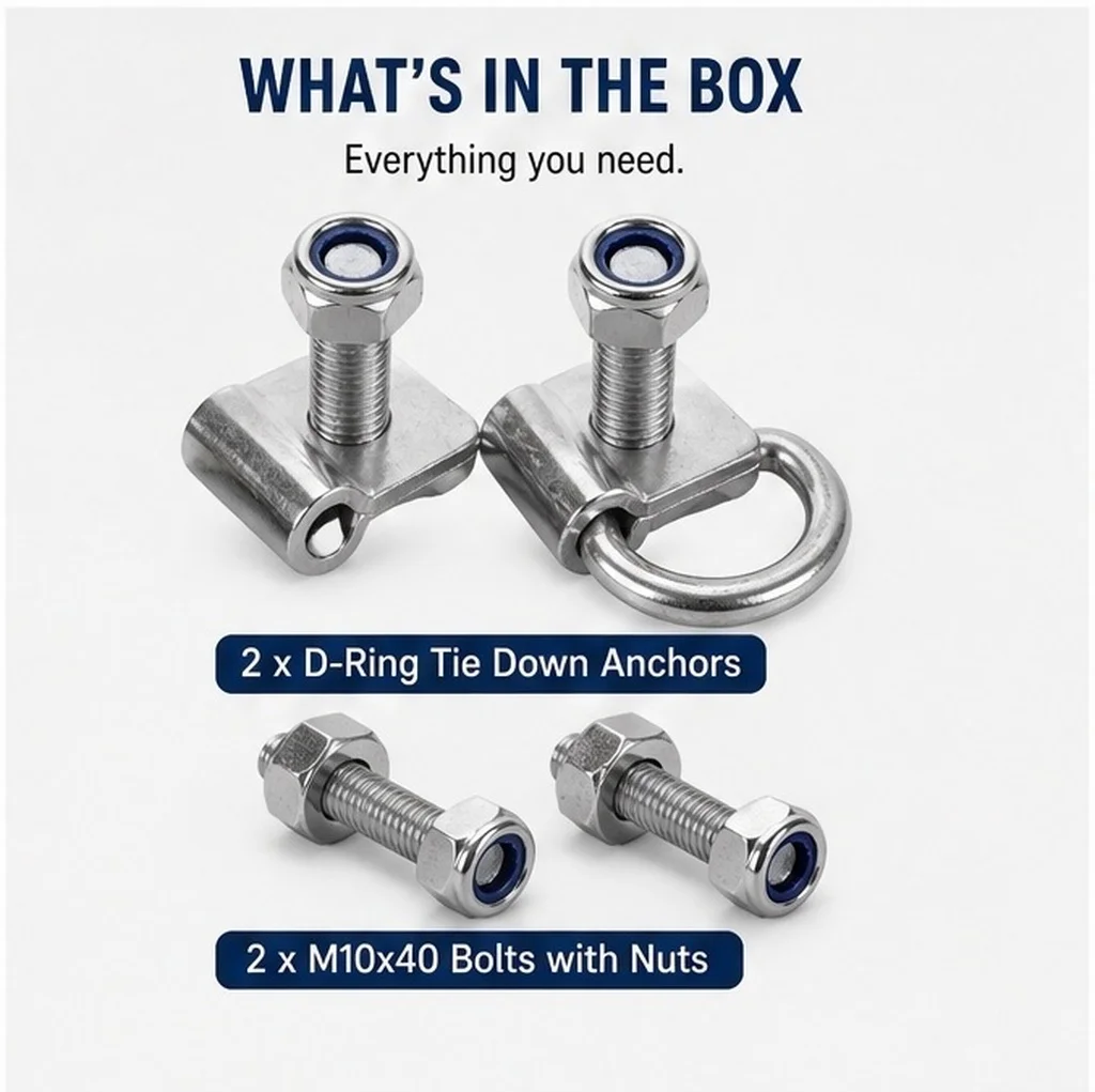 2Sets Trailer D-Ring Tie Down Anchors High Strength Alloy Car Tow Hooks for Trucks Trailers Emergency Rescue Weather