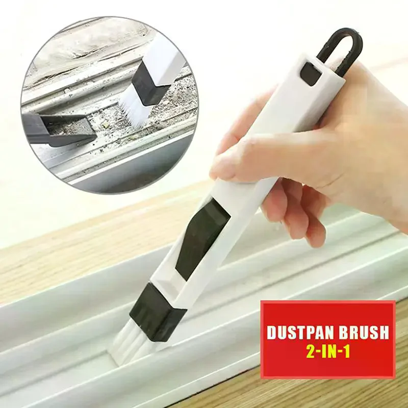 Cleaning Brush Two-in-one Portable Multifunctional Door Window Keyboard Groove Cleaner Dust Shovel Rail Tool No  Left