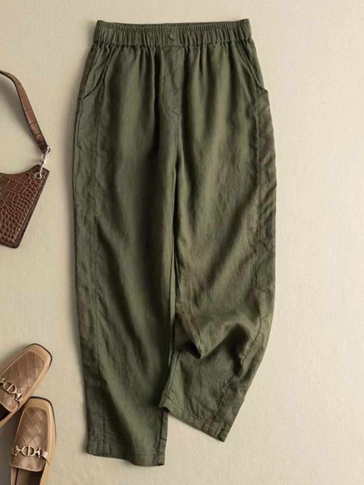 กางเกงฮาเร็มผ้าฝ้ายลินินทรงหลวมสไตล์เรโทร เอวสูง ความยาวเก้าส่วน สำหรับผู้หญิง ดีไซน์เรียบง่าย เหมาะกับฤดูร้อน เนื้อผ้าบางเบา