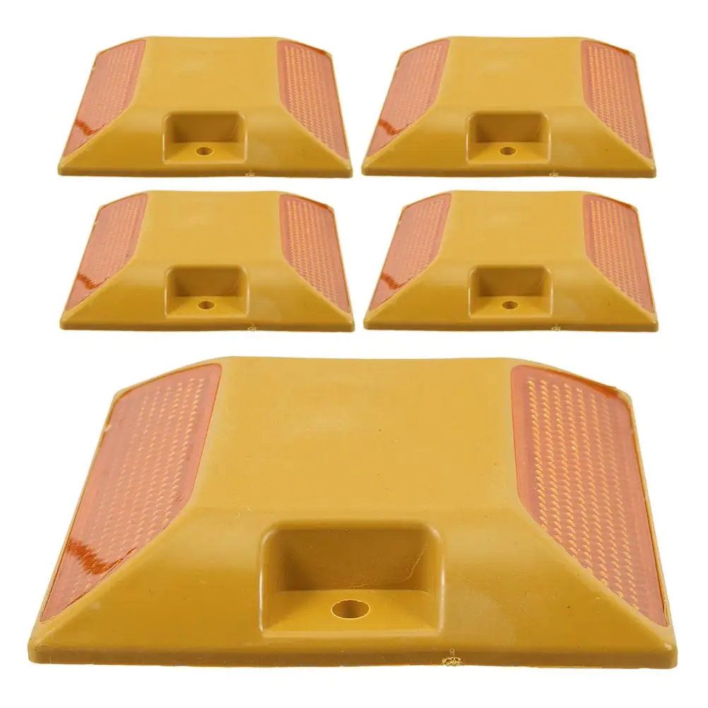 5 Pcs Road Stud Raised Sign Reflector Highway Reflective Markings Driveway Reflectors Heavy Duty Garden Markers Yellow Lighted