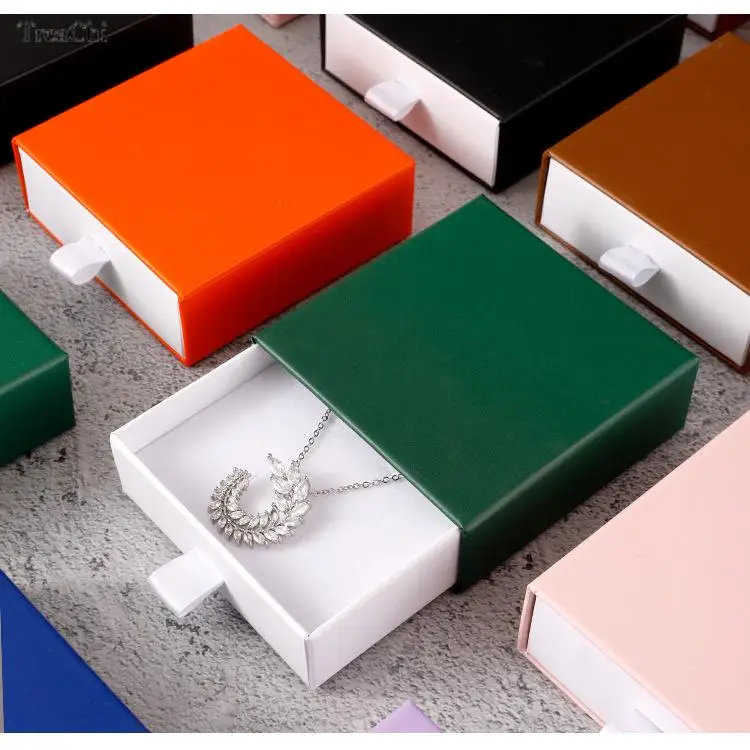 

Cardboard Gift Packaging Box White Pad Inside Necklace Storage Case Multicolour Wholesale 10Pcs/lot Ring Earring Bracelet Holder