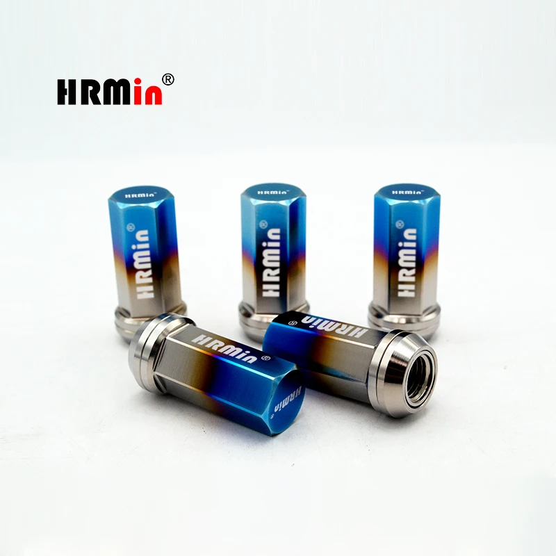 

HRMin M12*1.5*40 10.9 grade Gr.5 titanium closed end cone seat floating washer wheel lug nut titanium nut for Toyoto,Mazda,Honda