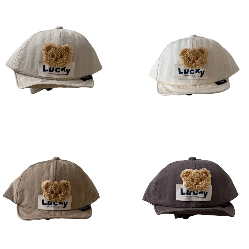 Bear Pattern Cap Baby Peaked Cap Breathable Hat for Fast drying Comfort W3JF