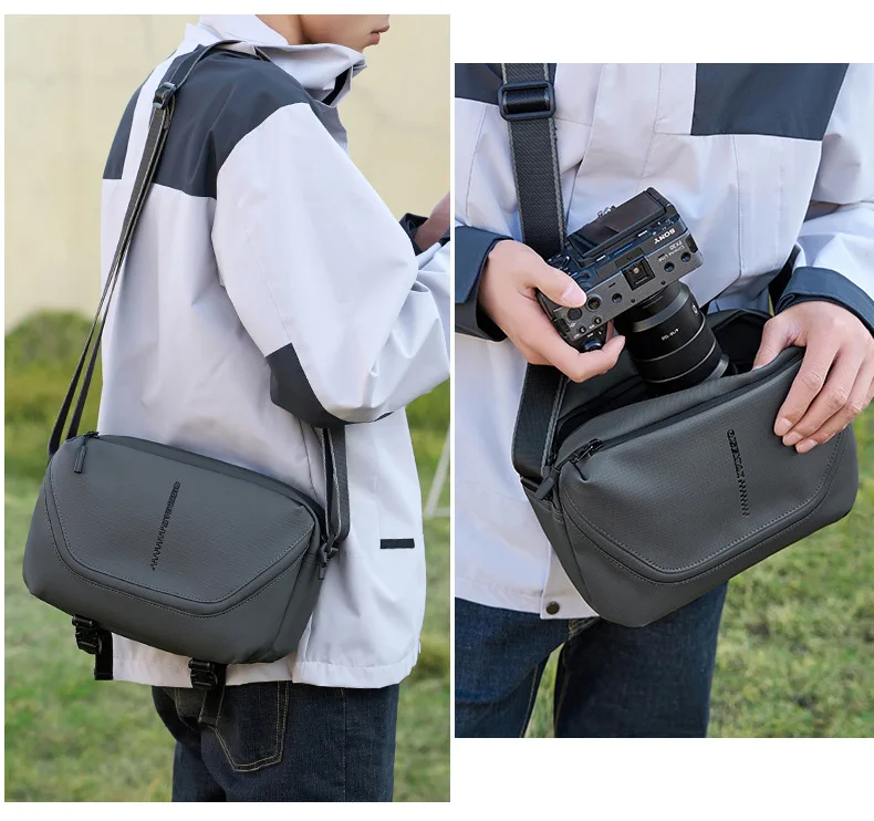 

Водонепроницаемый оксфордский мужской рюкзак на одно плечо с камерой через плечо и встроенной косой сумкой для фотосъемки с амортизатором