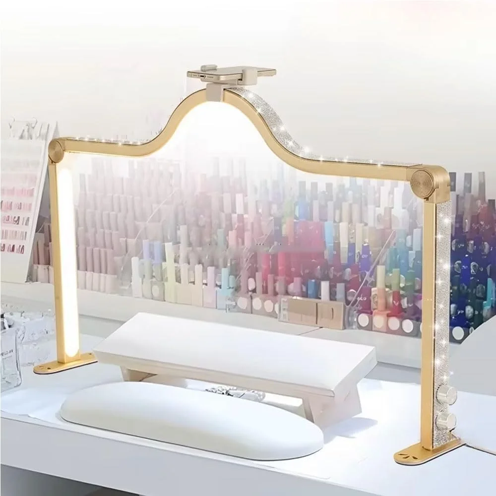 

Gold,Half Moon Light for Nail Desk Half Moon Lamp Light Desk Lamp Half Light Nail Tech for Tech Moon