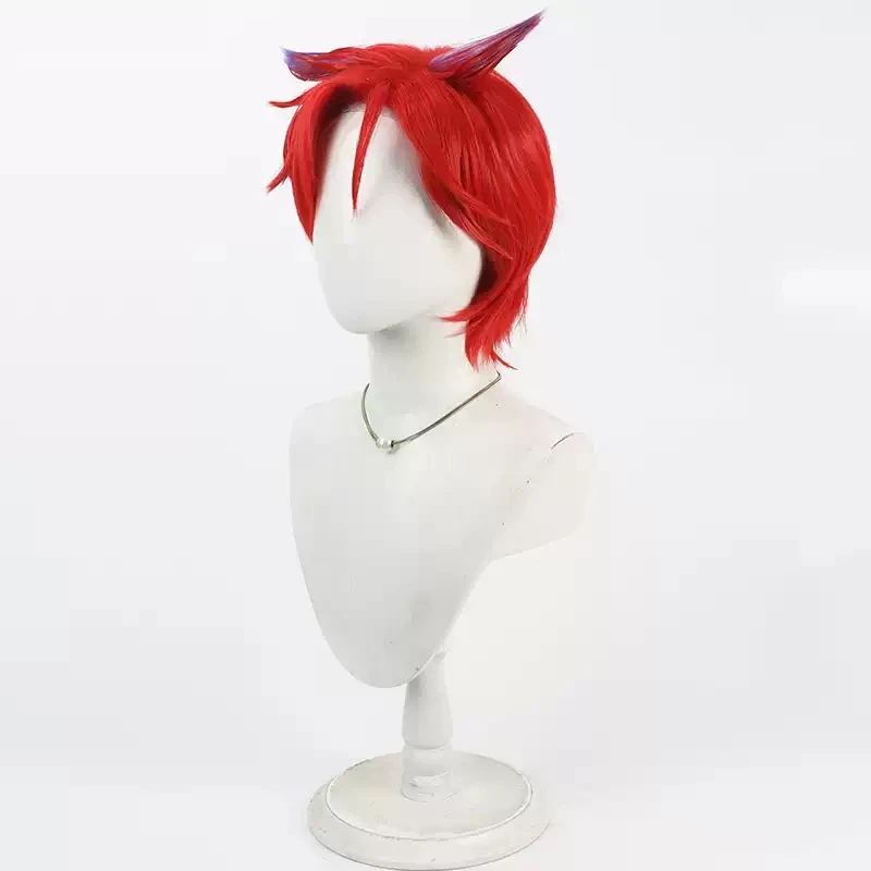 Anime Princession Orchestra Calisto Cosplay Wig 30cm Red Mixed Purple Heat Resistant Hair Halloween