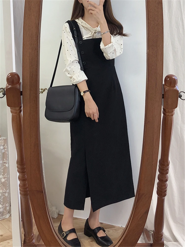 DR1865 New 2023 Fashionable Elegant Split Vintage High Waist Lady Wild Autumn Winter Women\'s Dresses Sleeveless Long Dresses