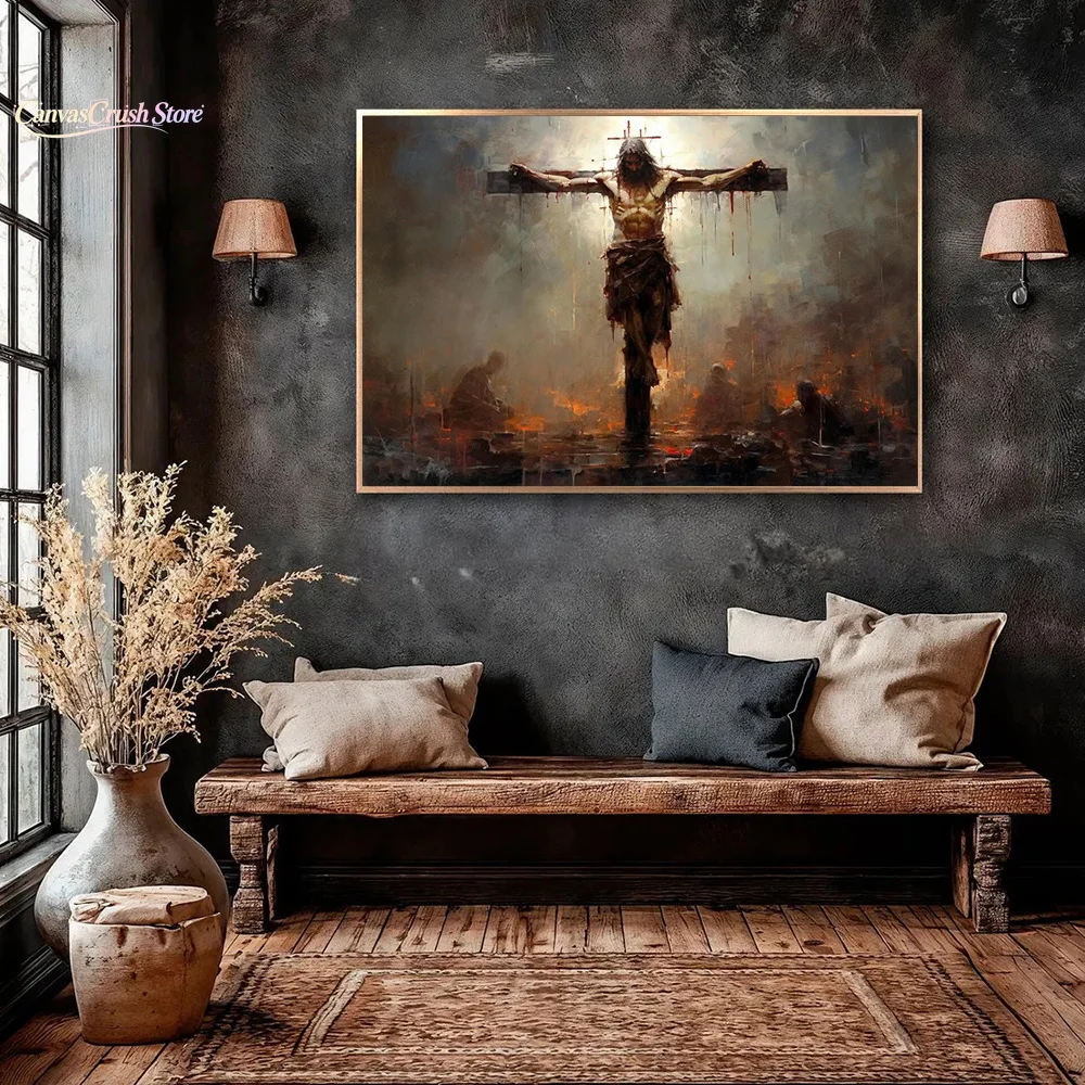 Jesus On The Cross Poster Prints For Living Room Religious Canvas Painting Christian Poster Passion of Christ Art Home 2026