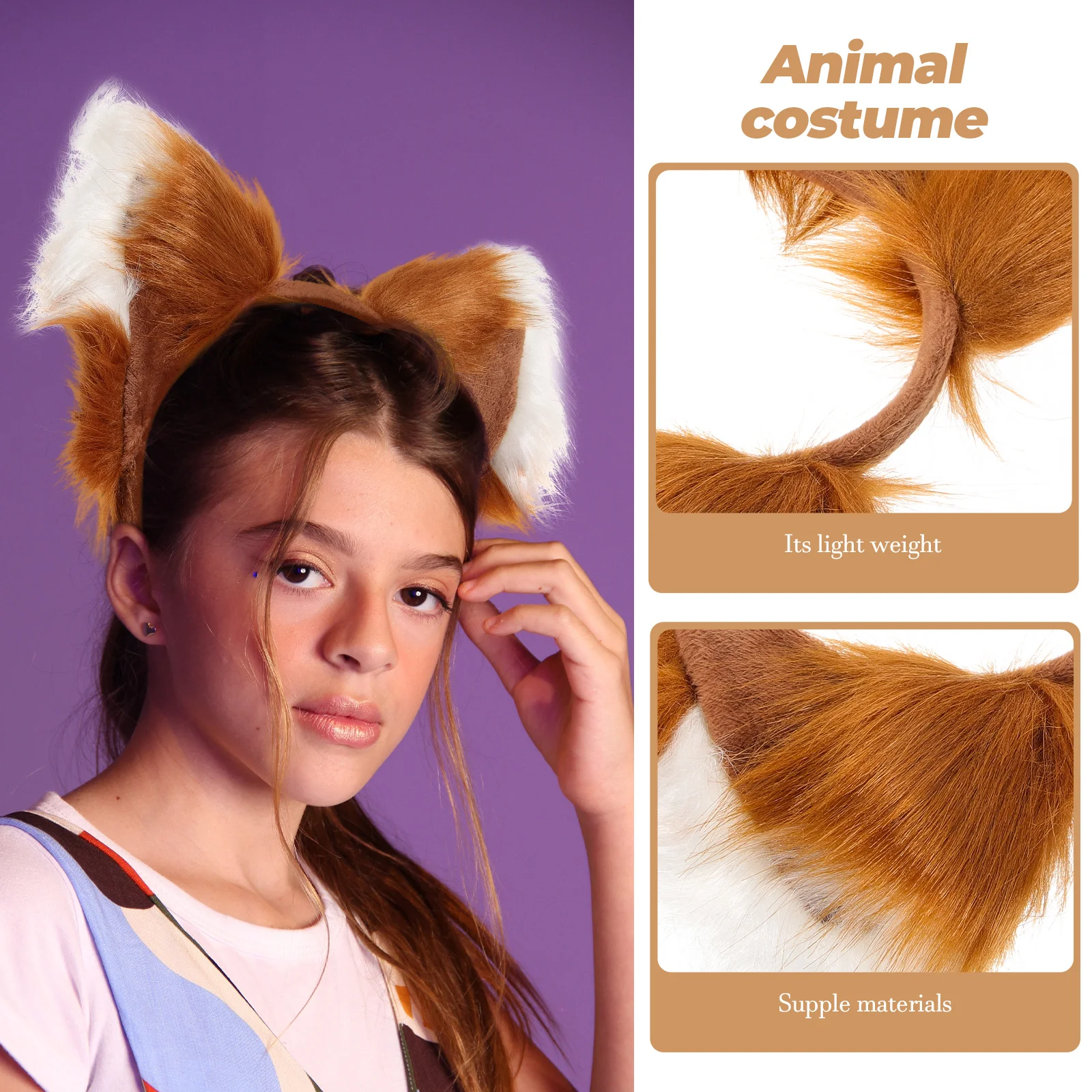 

1 set ry Fox Animal Headb Ears Headb Halloween Tail Prop Party ry Costume Props Animal Costume Accessories