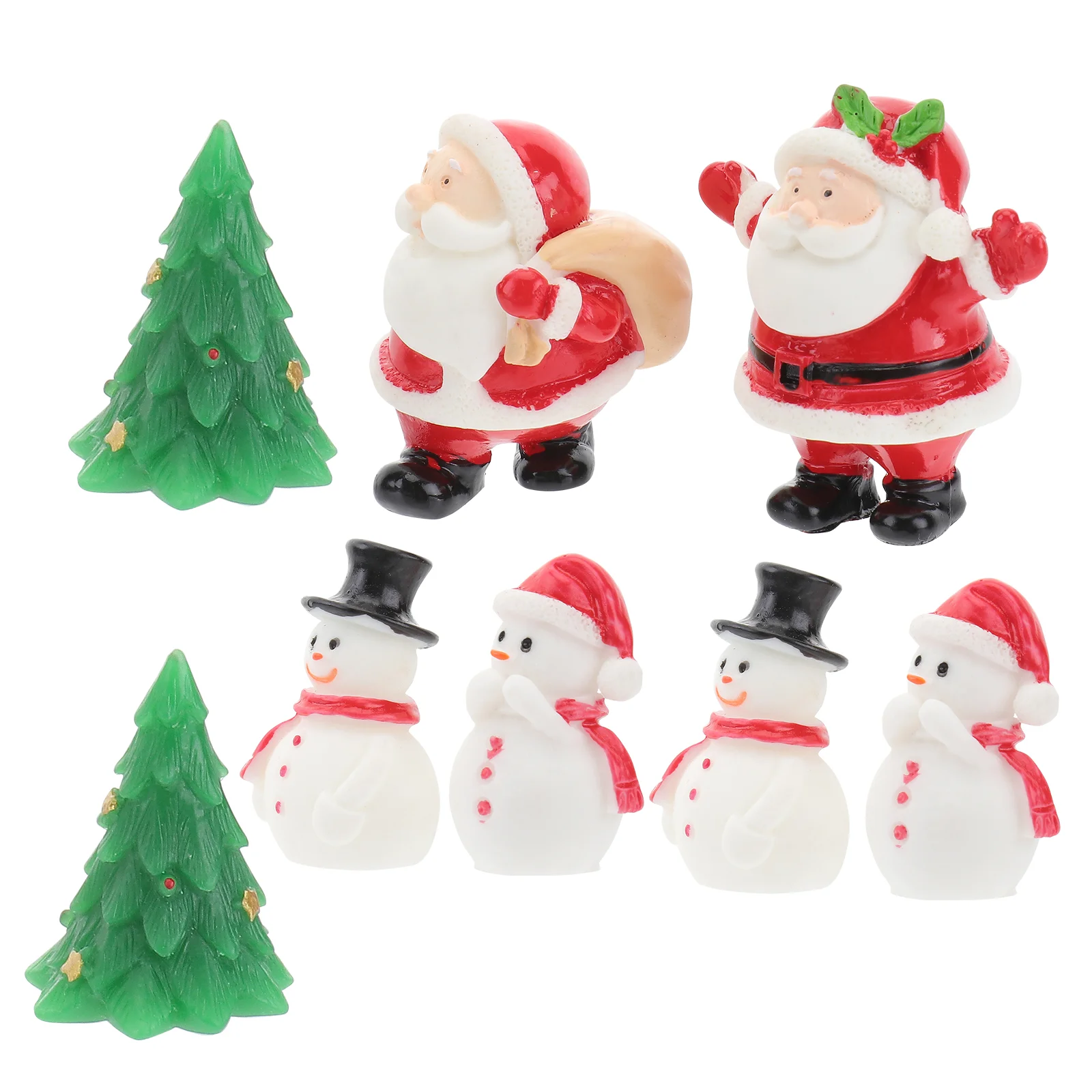 8 Pcs Miniature Elder Snow Globe Ornament Christmas Village House Accessory Desktop Adornment