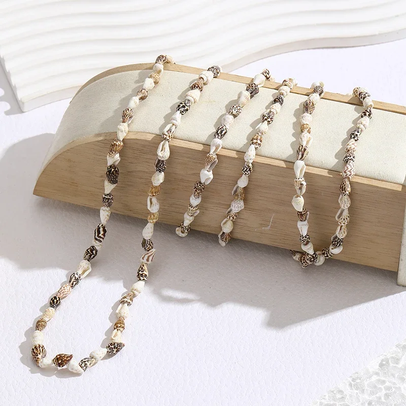 Vintage Maillard Multi Layer Shell Beaded Long Necklace Bracelet, Niche and High-end, Autumn and Winter Sweater Chain Accessory