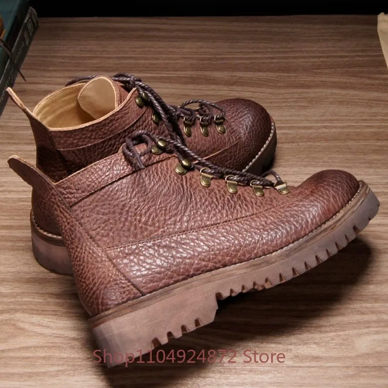 Designer Luxury Thick Sole Height Increasing Chelsea Boots Men's Shoes Work Genuine Leather Outdoor Ankle Boots Male Cowhide